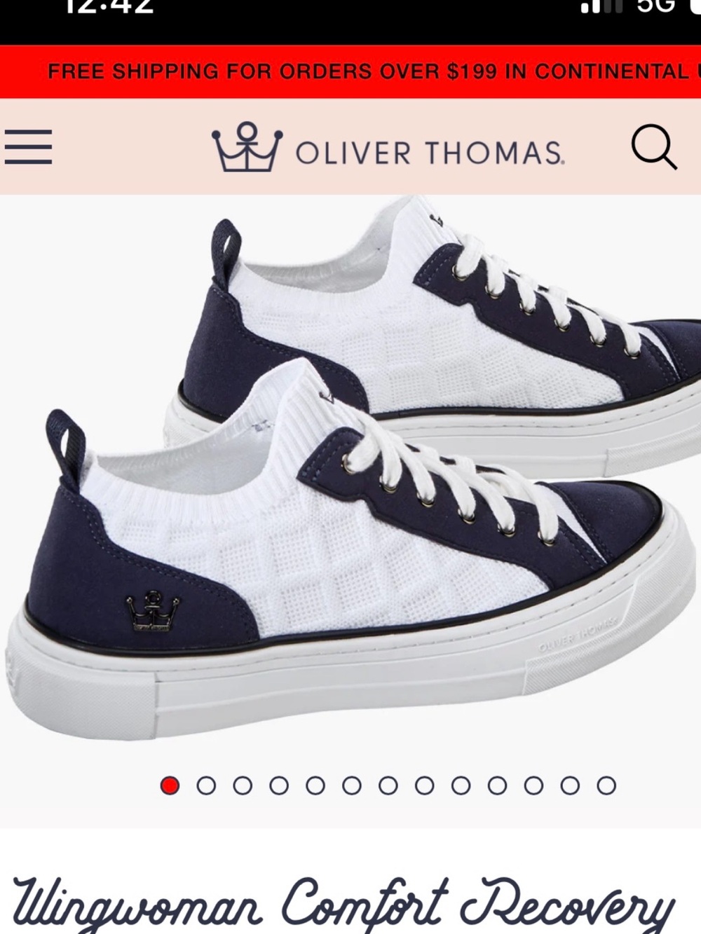 Oliver Thomas Low-Top Canvas Sneaker in Navy and White